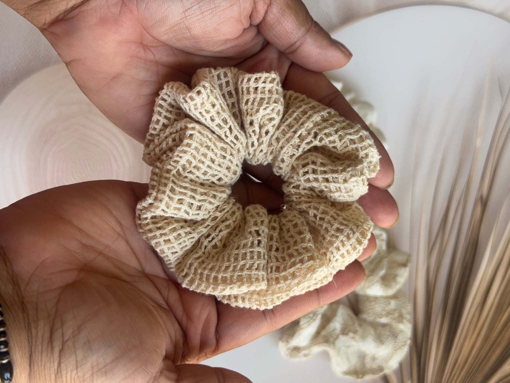 Dune Trio – Designer Net Mesh Scrunchie Set | Pack of 3 | Boho Hair Accessories — handmade hair accessory