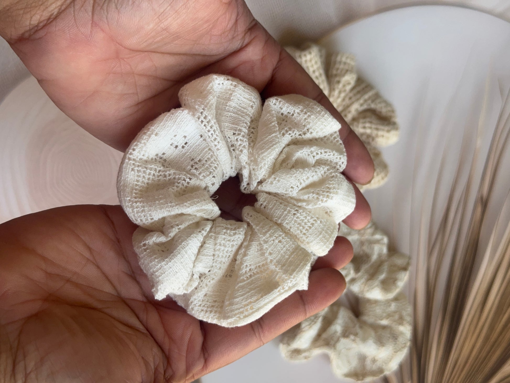 Dune Trio – Designer Net Mesh Scrunchie Set | Pack of 3 | Boho Hair Accessories — handmade hair accessory
