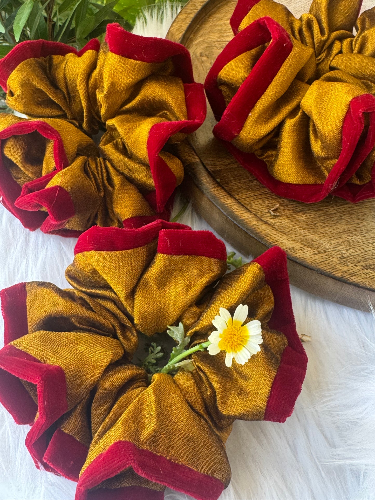 Golden Sunset - Silk Scrunchie with Velvet Lining