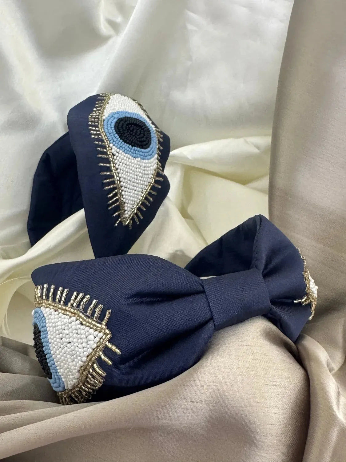 Bows and Bags India | Bling On Evil -Designer Handmade Beaded Satin Headband/Hairband | lifestyle shot | handmade hair access