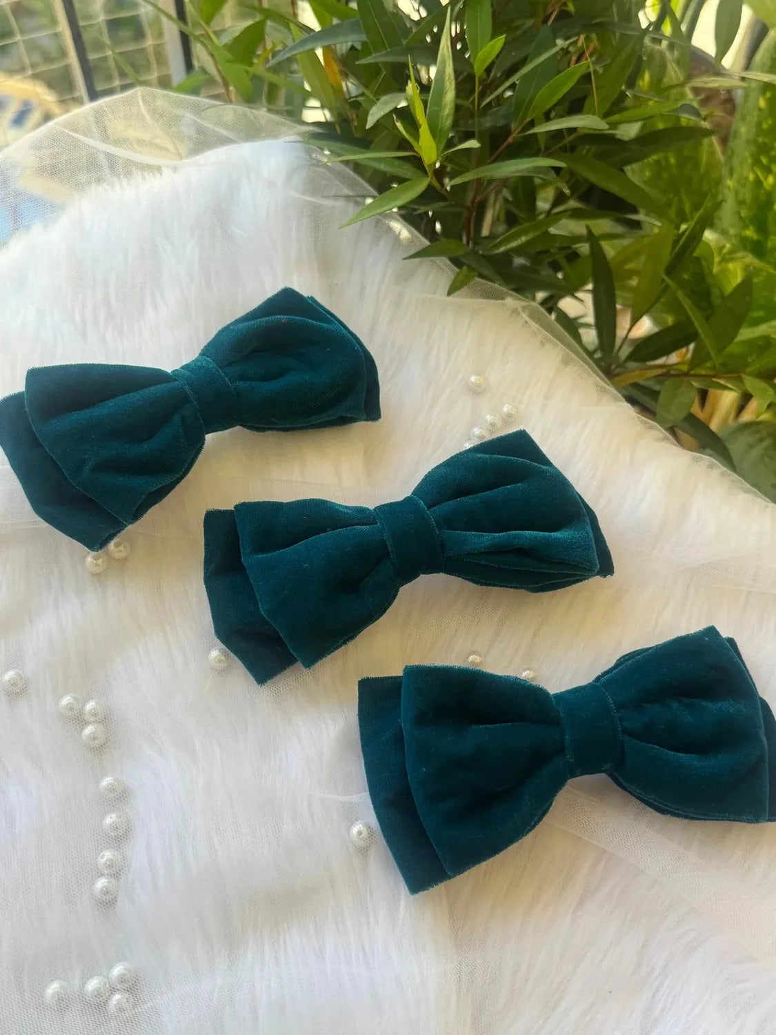 Bows and Bags India | Blueberry Pie - Velvet Hair Bow | texture closeup | handmade hair accessories India