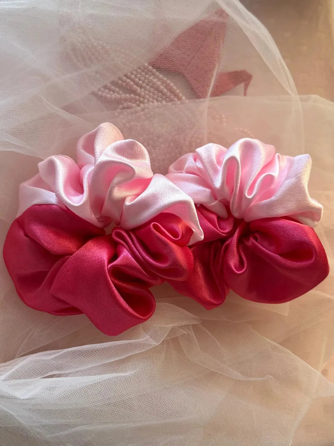 Bows and Bags India | Cherry Blossom - Satin Scrunchie | back view | handmade hair accessories India