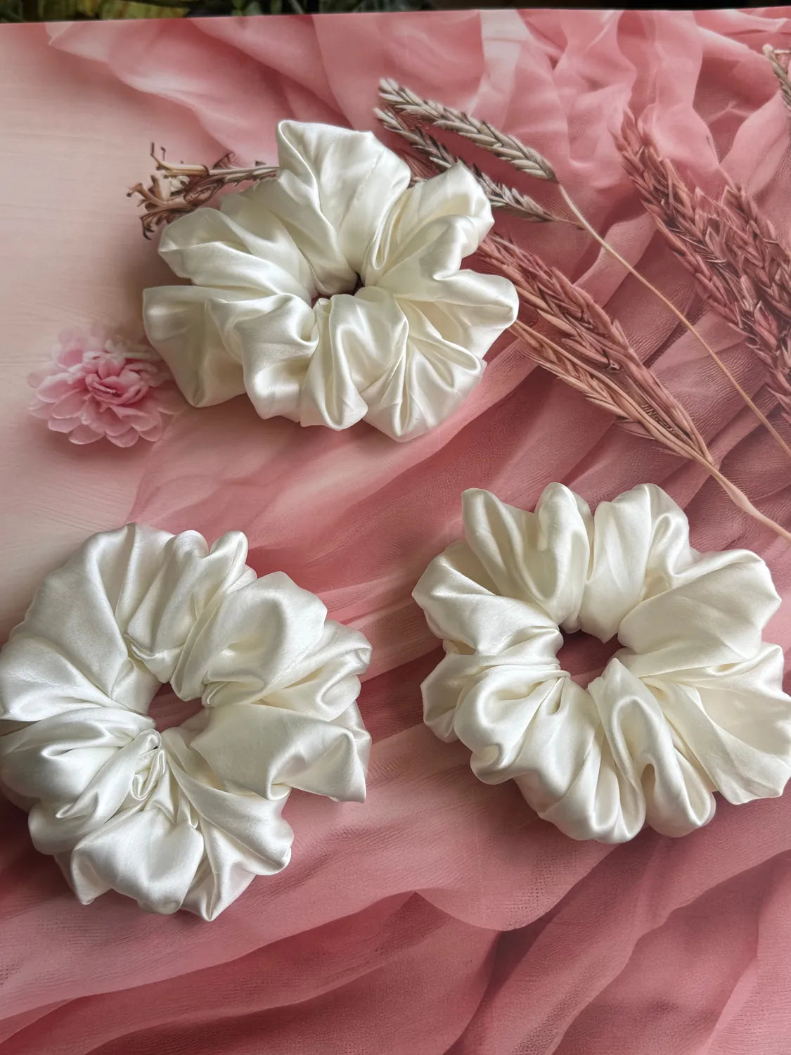 Bows and Bags India | Cloud Nine – Silky Smooth XL Oversized Satin Scrunchie | lifestyle shot | handmade hair accessories Ind