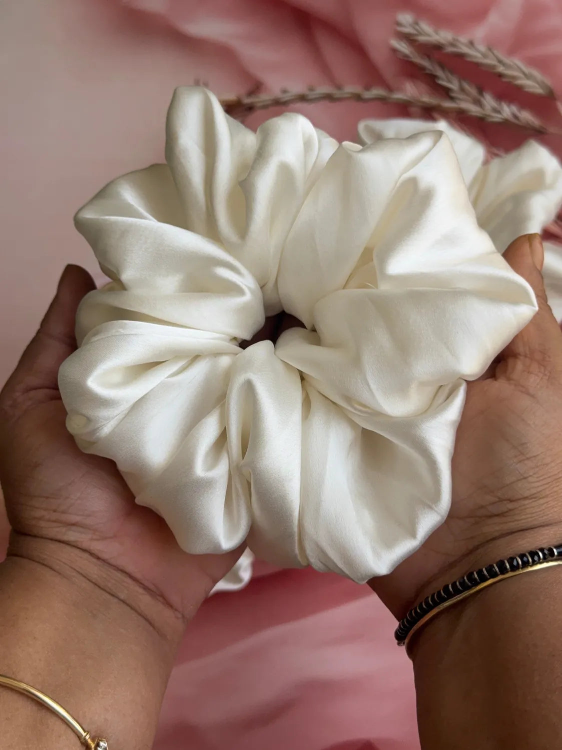 Bows and Bags India | Cloud Nine – Silky Smooth XL Oversized Satin Scrunchie | back view | handmade hair accessories India