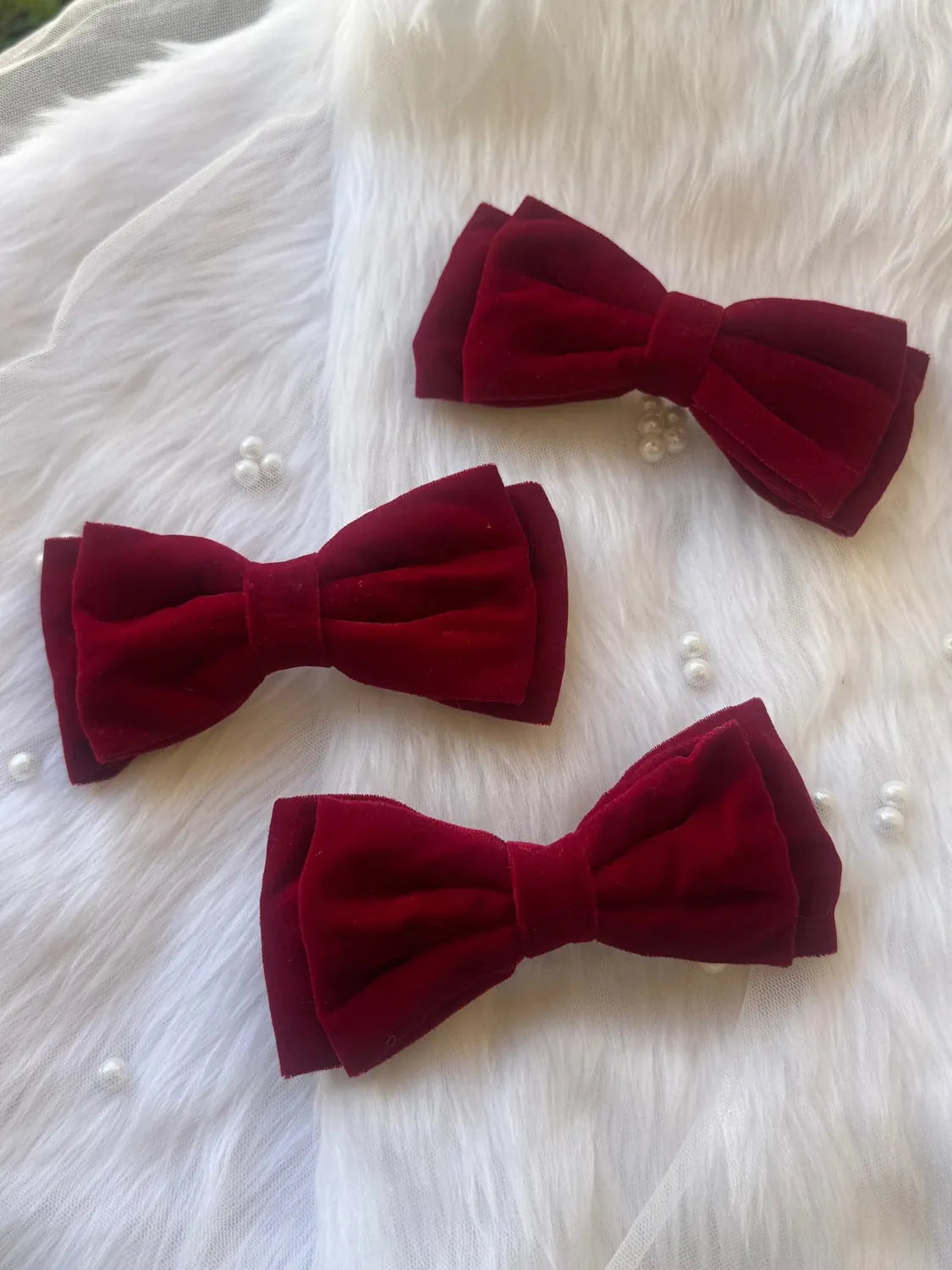 Bows and Bags India | Cosmos Queen - Velvet Hair Bow | detail view | handmade hair accessories India
