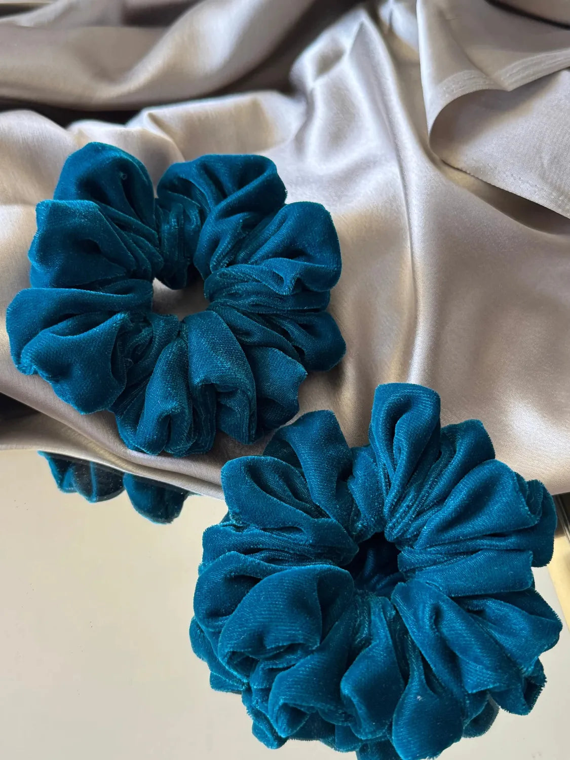 Bows and Bags India | Diva's Night- Luxe Velvet Scrunchie for Elegant Chic Hairstyles | side view | handmade hair accessories