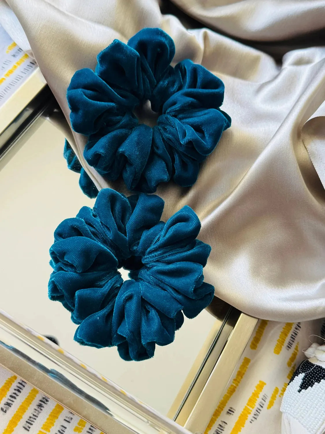 Bows and Bags India | Diva's Night- Luxe Velvet Scrunchie for Elegant Chic Hairstyles | in use | handmade hair accessories In