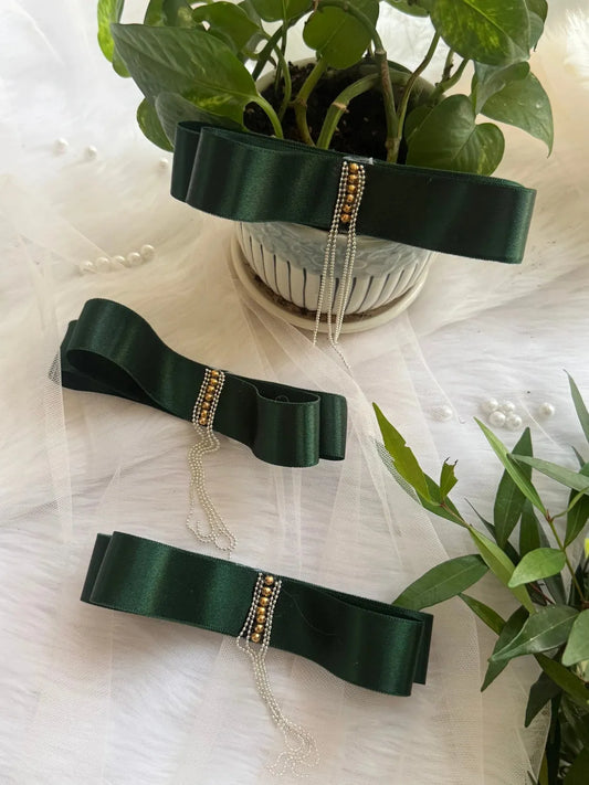 Bows and Bags India | Emerald Elf - Hair Clip | front view | handmade hair accessories India