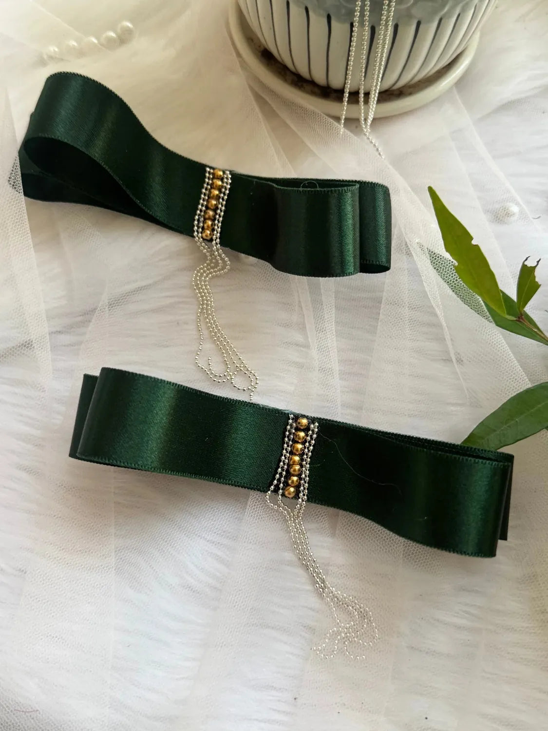 Bows and Bags India | Emerald Elf - Hair Clip | side view | handmade hair accessories India