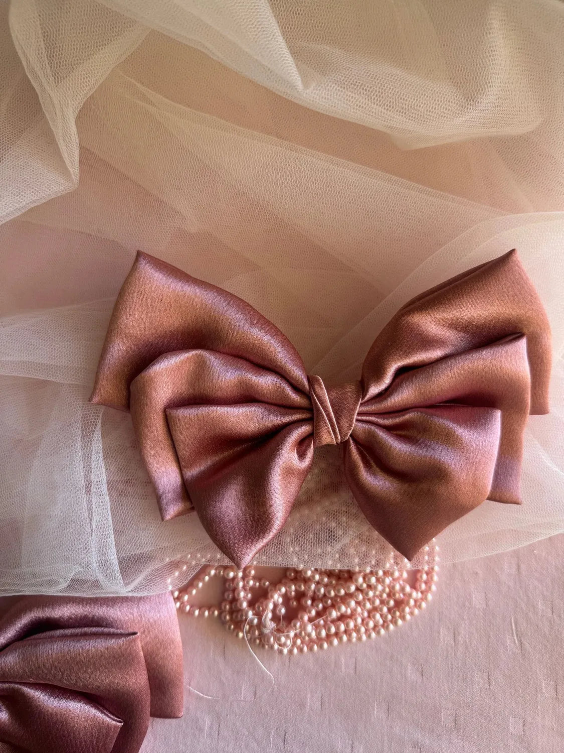 Bows and Bags India | Frozen Orchid - Satin Hair Bow | front view | handmade hair accessories India