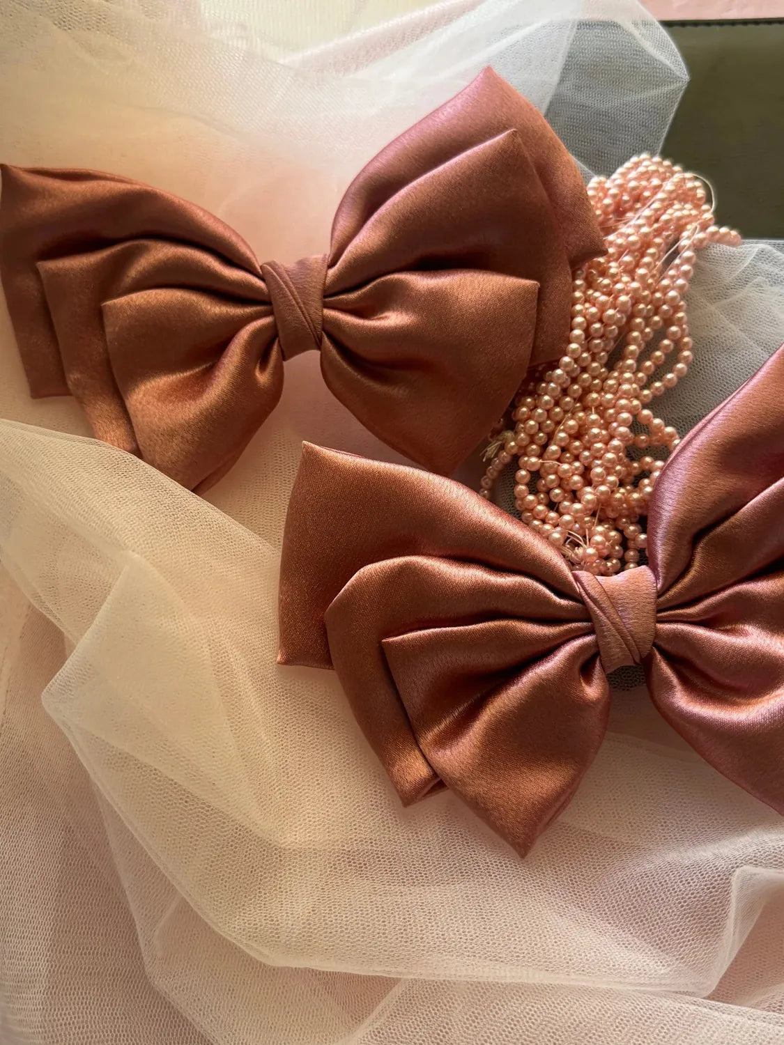 Bows and Bags India | Frozen Orchid - Satin Hair Bow | side view | handmade hair accessories India