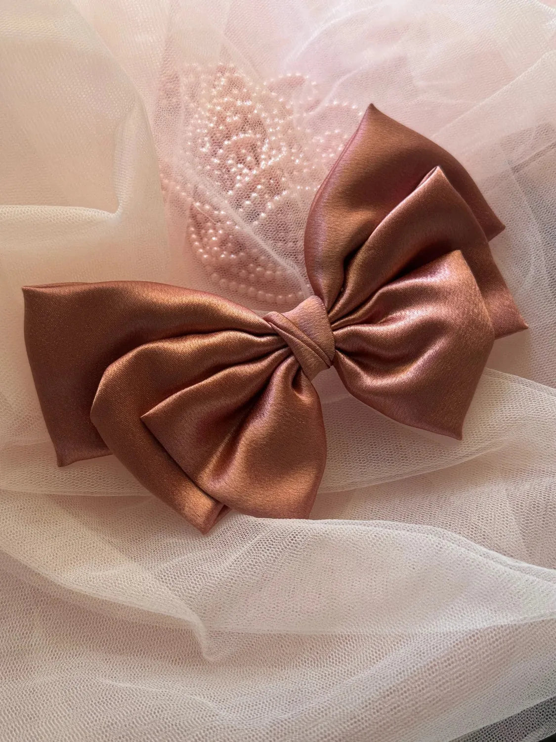 Bows and Bags India | Frozen Orchid - Satin Hair Bow | detail view | handmade hair accessories India