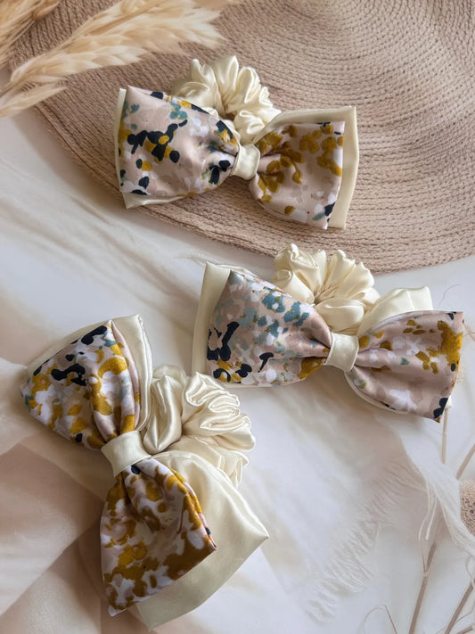 Bows and Bags India | Monet Satin Bow Scrunchie | front view | handmade hair accessories India