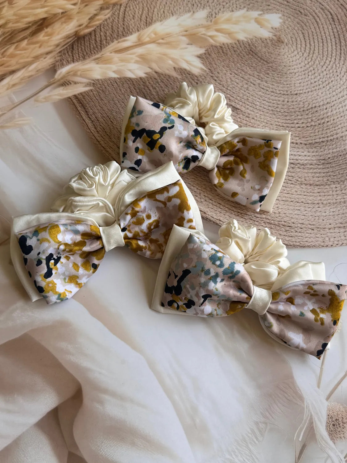 Bows and Bags India | Monet Satin Bow Scrunchie | side view | handmade hair accessories India