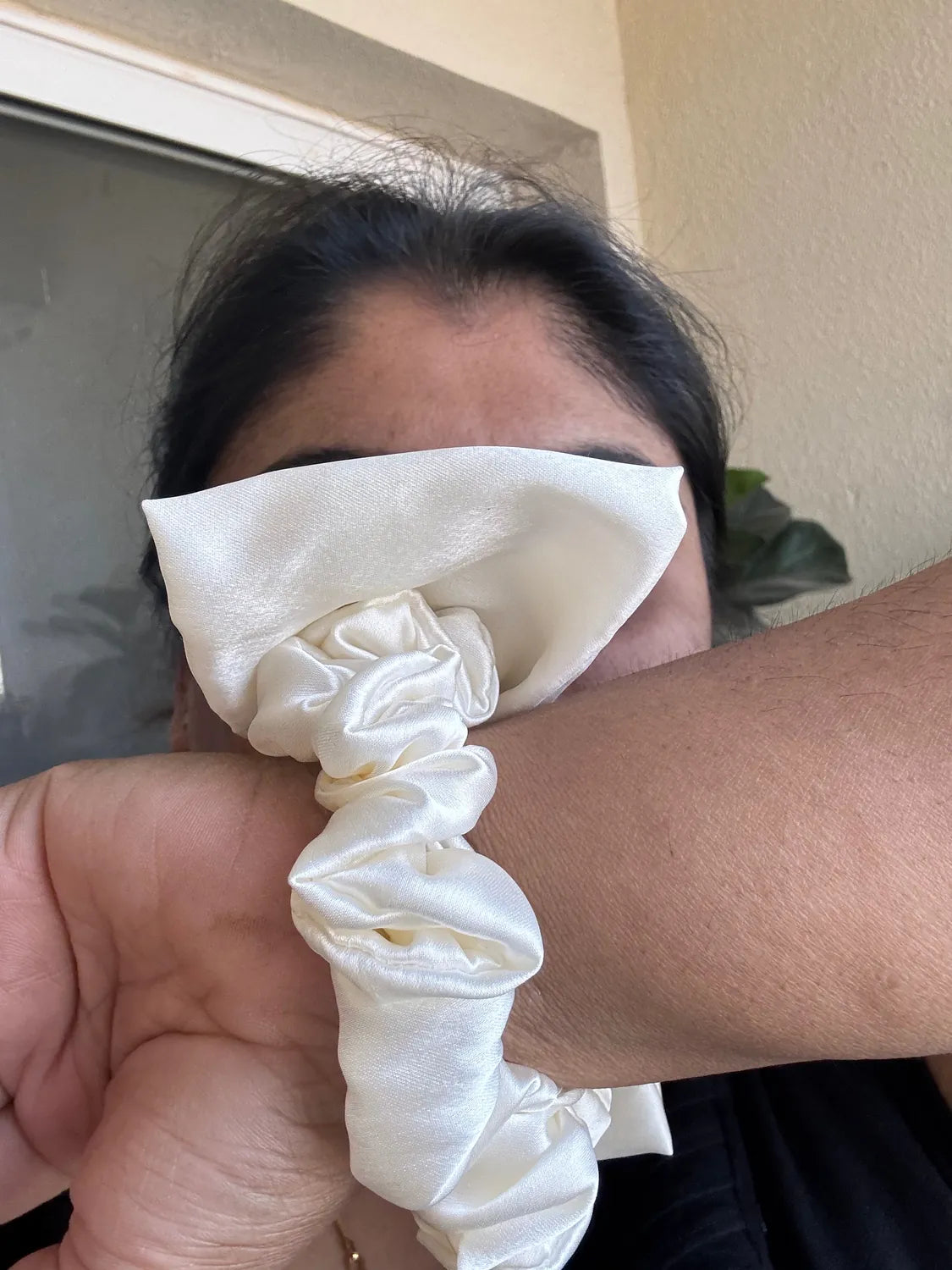 Bows and Bags India | Monet Satin Bow Scrunchie | back view | handmade hair accessories India