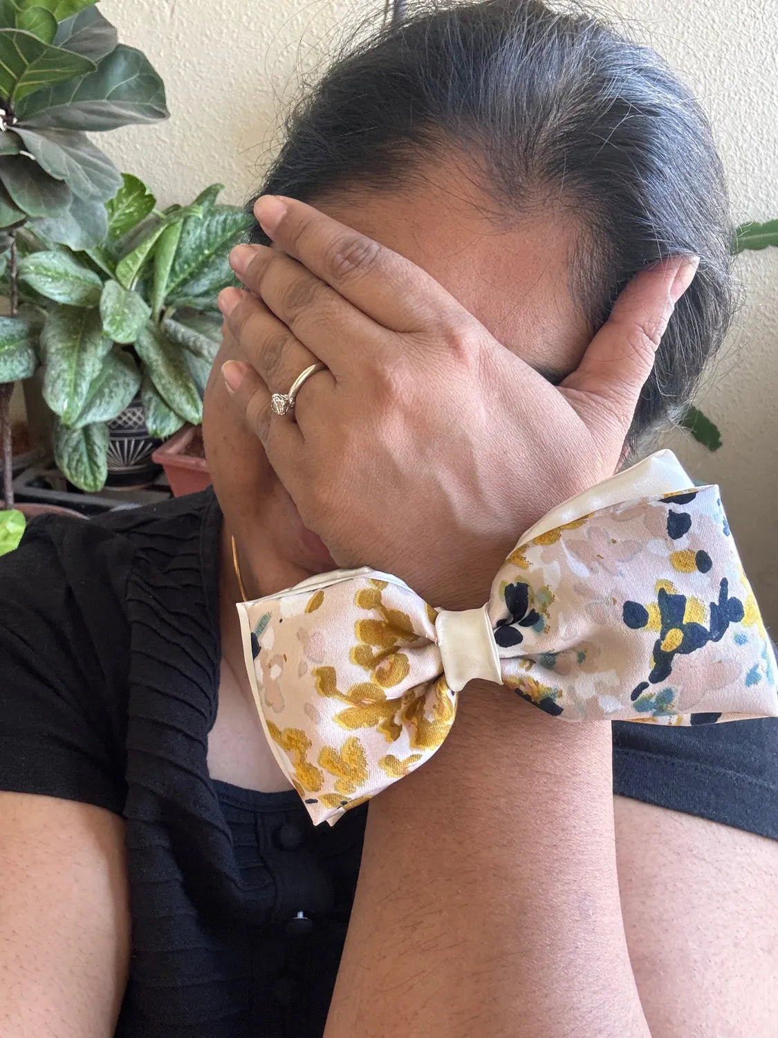 Bows and Bags India | Monet Satin Bow Scrunchie | front view | handmade hair accessories India