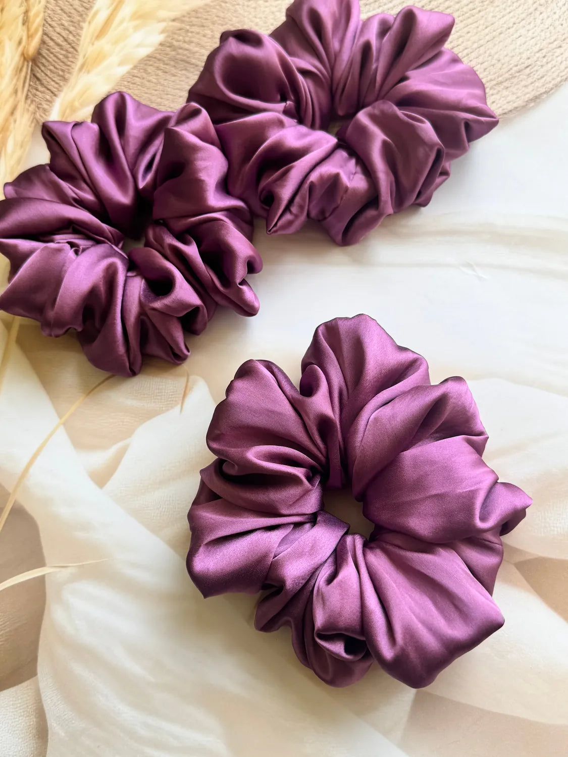 Bows and Bags India | Orchid Dusk – Silky Smooth XL Oversized Satin Scrunchie | packaging | handmade hair accessories India