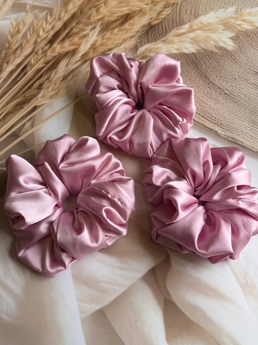 Bows and Bags India | Petal Rush – Silky Smooth XL Oversized Satin Scrunchie | front view | handmade hair accessories India