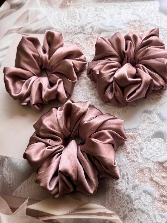 Bows and Bags India | Velvet Dunes – Silky Smooth XL Oversized Satin Scrunchie | front view | handmade hair accessories India