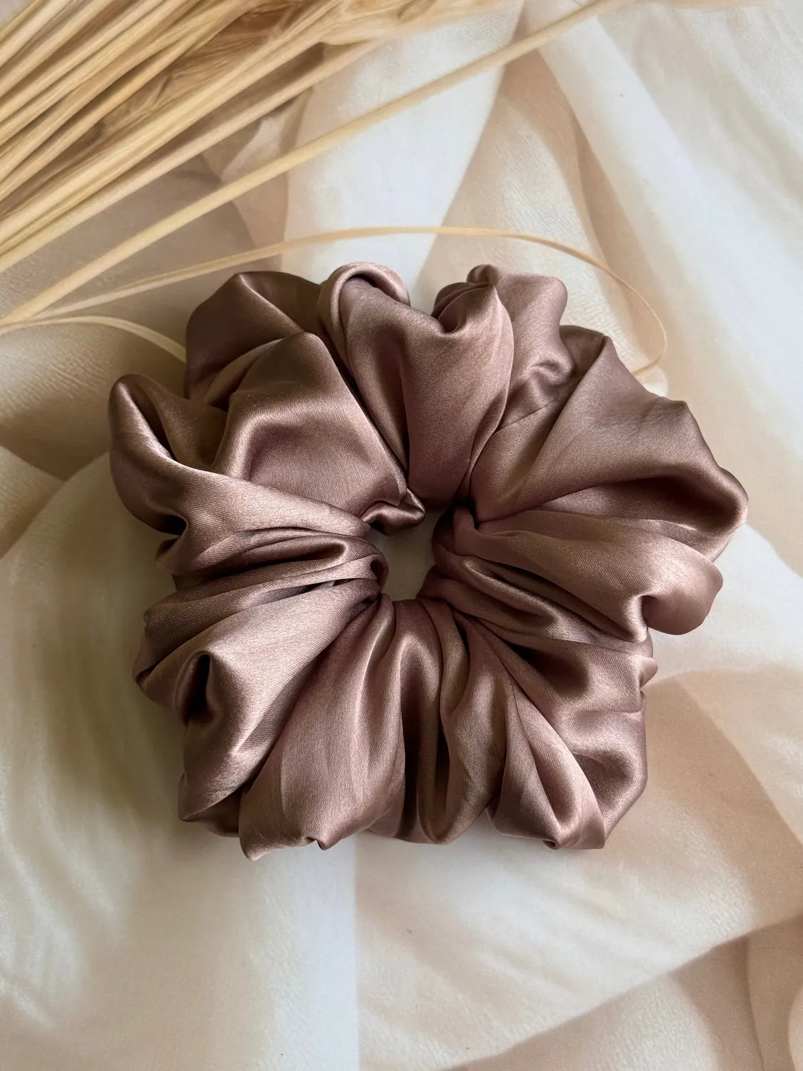 Bows and Bags India | Velvet Dunes – Silky Smooth XL Oversized Satin Scrunchie | in use | handmade hair accessories India